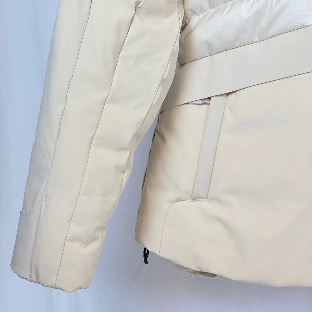Kari Traa Women Ragnhild Down Ski Jacket Cream Hooded Puffer Medium EUC